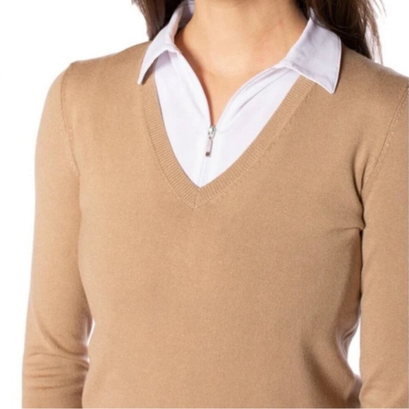 NWT New Golftini Women’s V-Neck Sweater Extra Small XS Long Sleeve Pullover Top - Picture 2 of 4